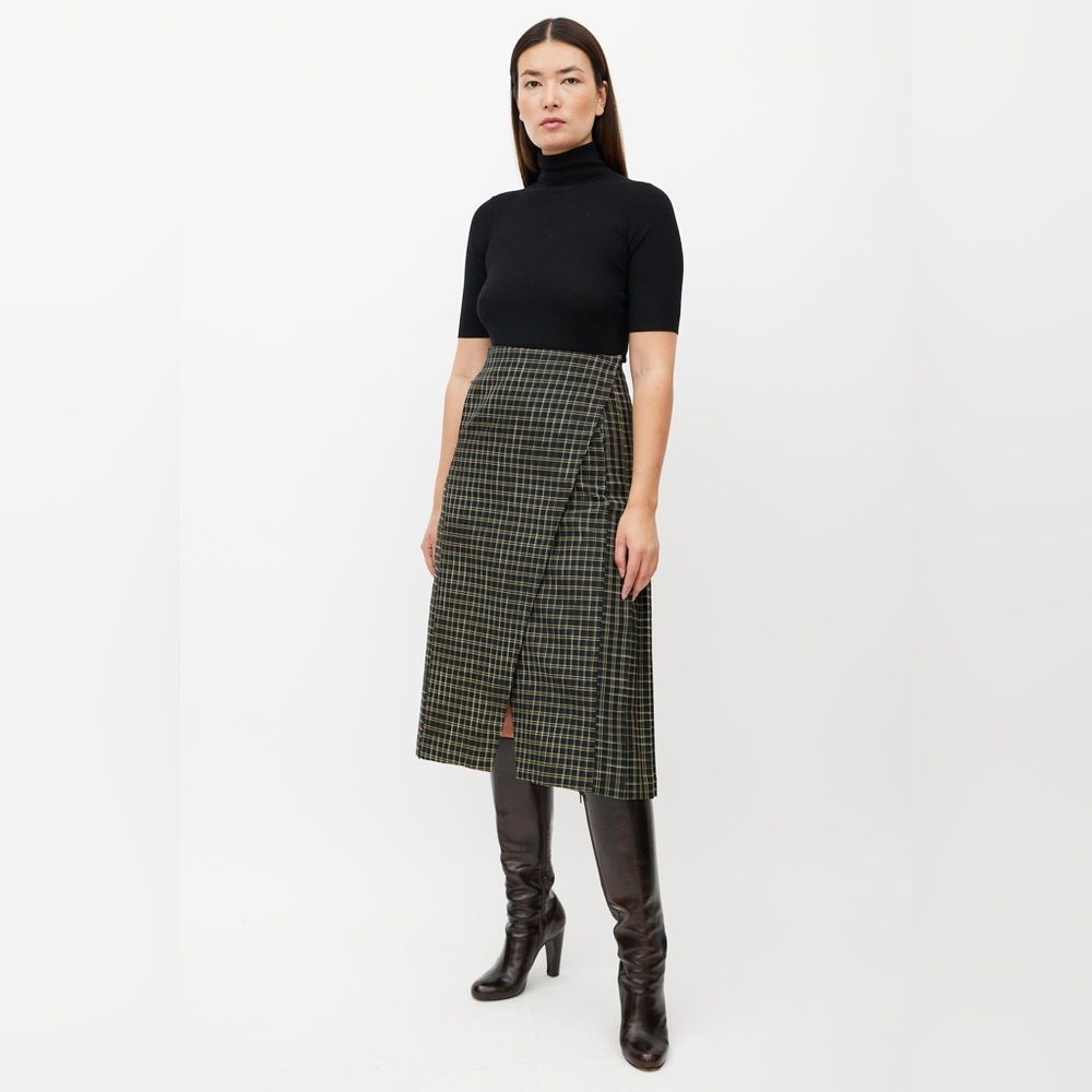 Beaufille Checkered Midi Skirt - Black and Green NWT!